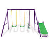 Kahuna Kids 4-Seater Swing Set with Slide (Purple / Green)