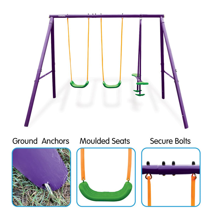 Kahuna 4-Seater Swing Set Purple Green