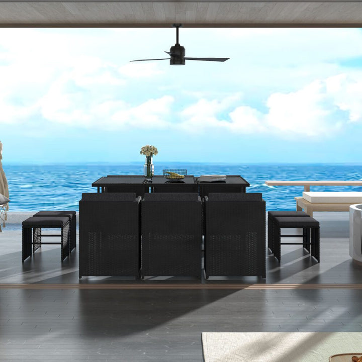Bali 11 Piece Outdoor Dining Set - Black