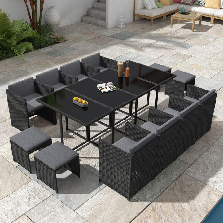 Bali 13pc Outdoor Dining Set - Black