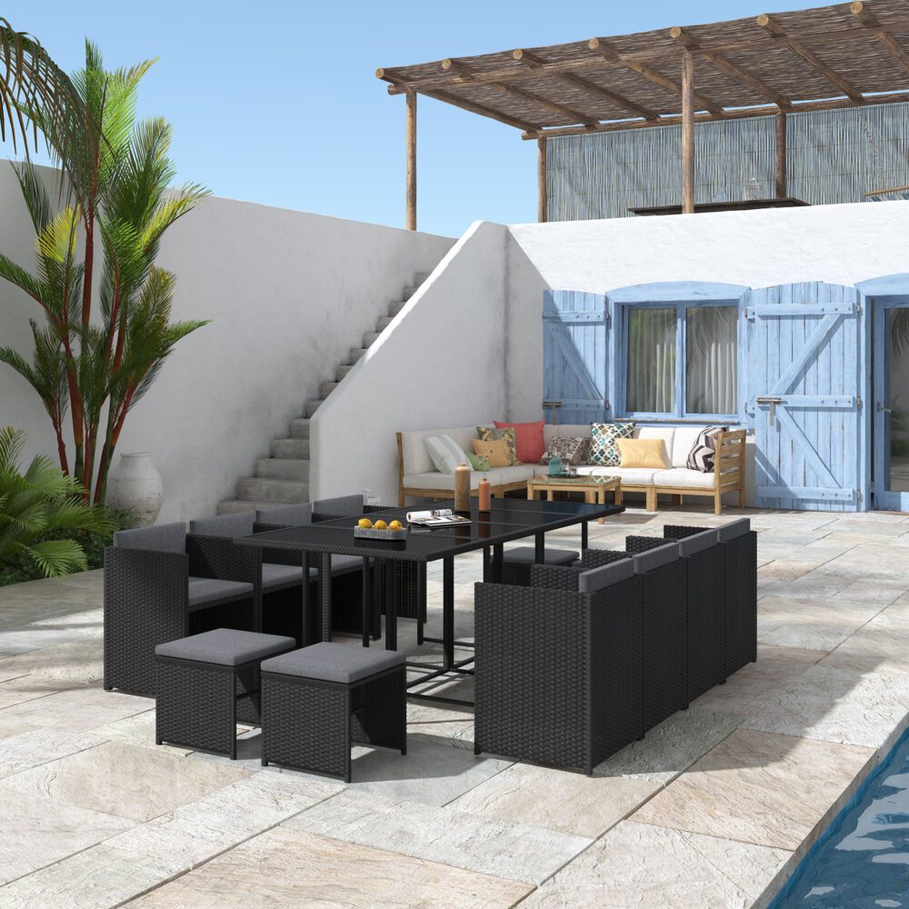 Bali 13pc Outdoor Dining Set - Black