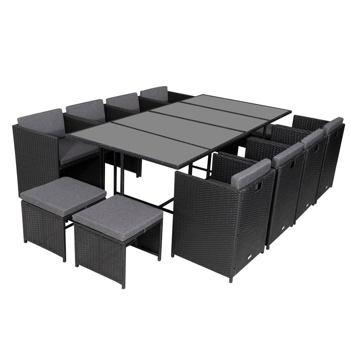 Bali 13pc Outdoor Dining Set - Black