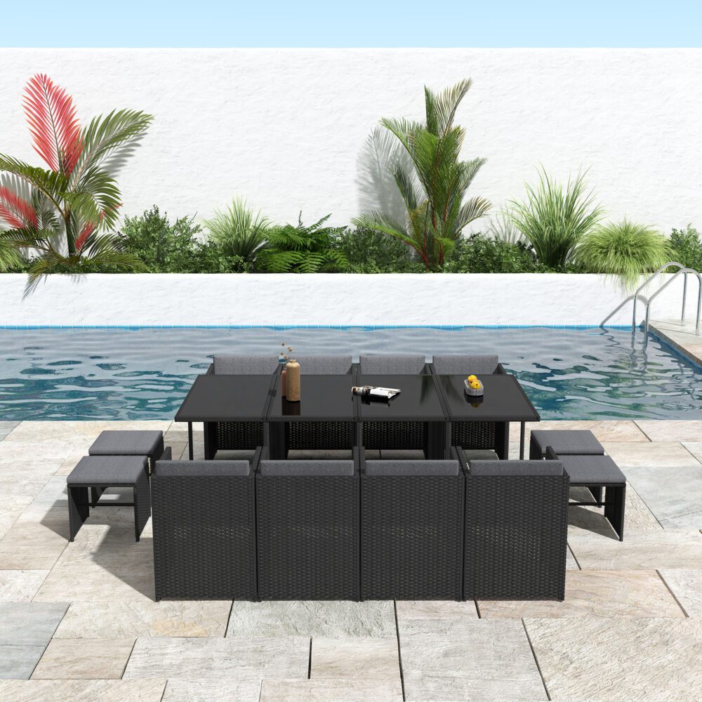 Bali 13pc Outdoor Dining Set - Black