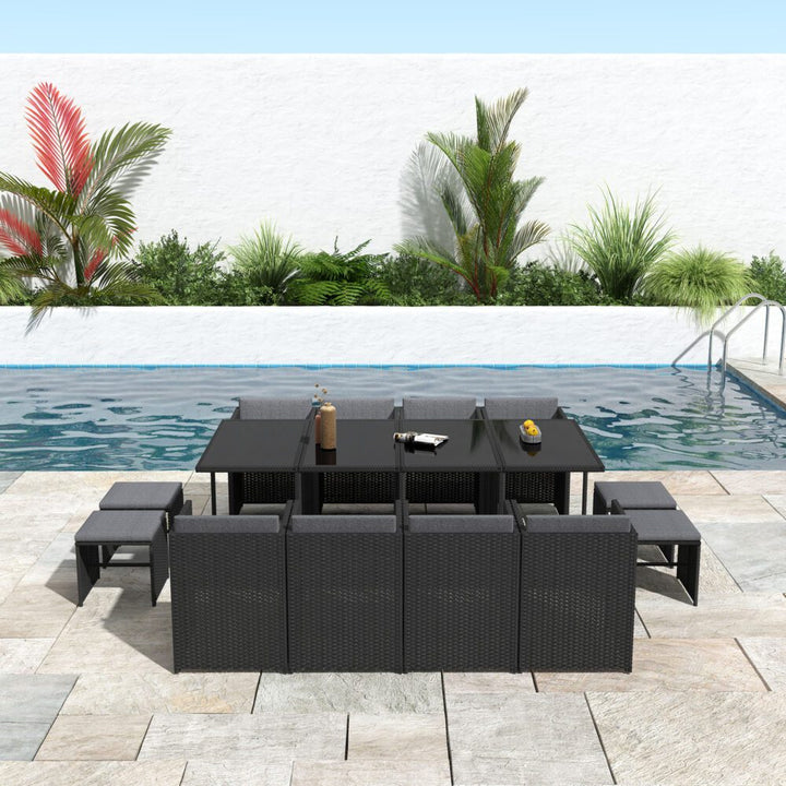 Bali 13pc Outdoor Dining Set - Black