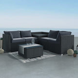 Coogee 6pc Outdoor Modular Lounge Sofa - Black