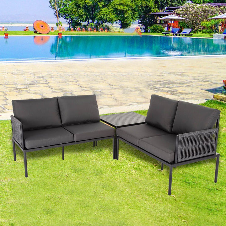 Eden 4-Seater Outdoor Lounge Set with Coffee Table in Black