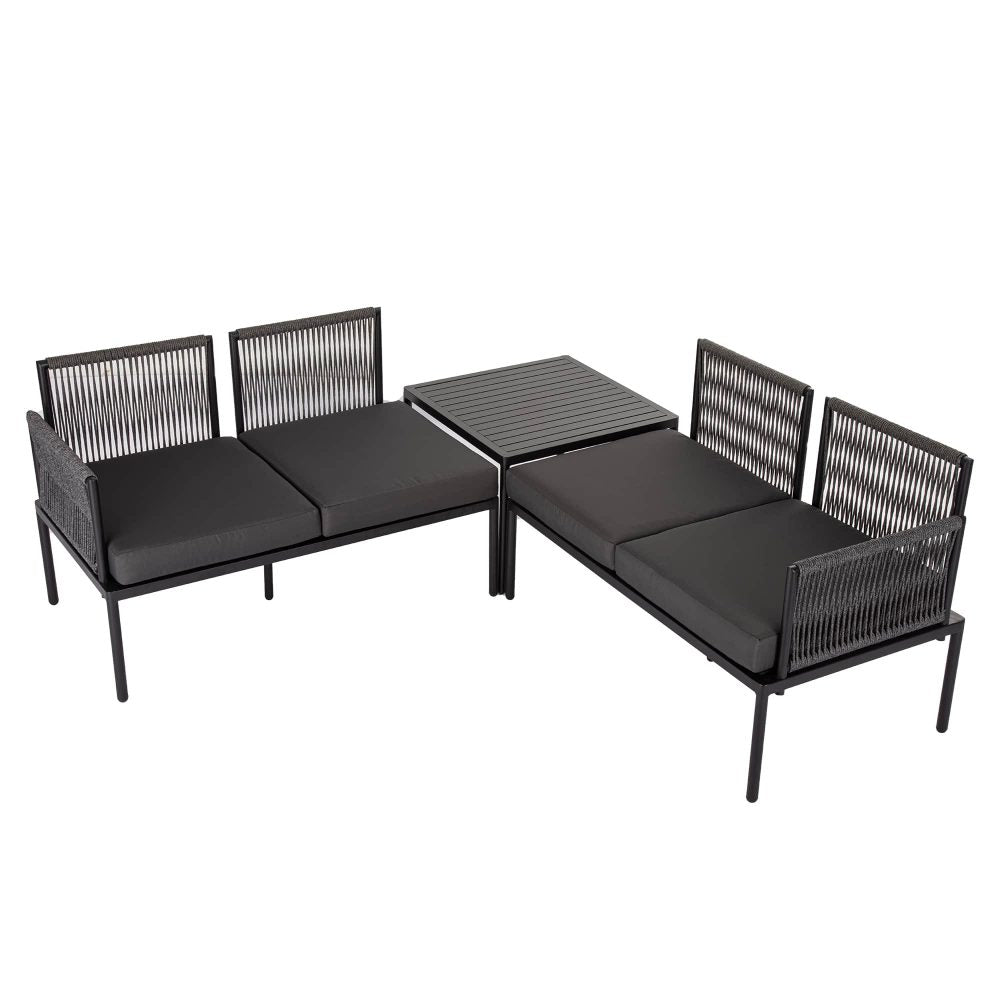 Eden 4-Seater Outdoor Lounge Set with Coffee Table in Black