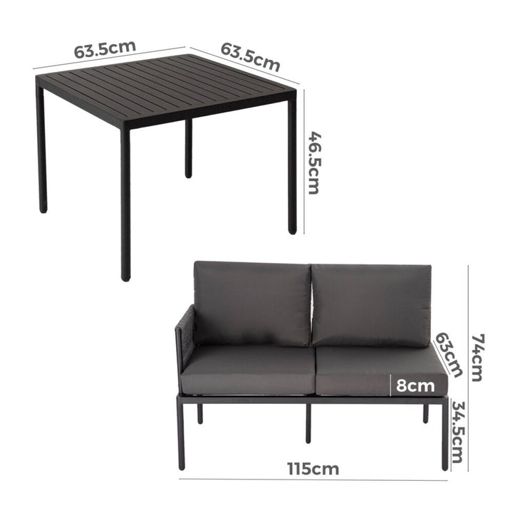 Eden 4-Seater Outdoor Lounge Set with Coffee Table in Black