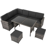 Ella 8-Seater Modular Outdoor Lounge / Dining Set - Dark Grey Weave