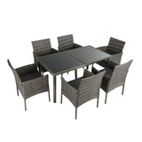 6-Seater Rural Style Outdoor Dining Set - Grey / Wicker