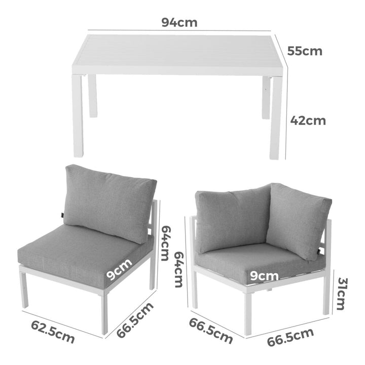 Outdoor White Modern 5 Piece Lounge Set