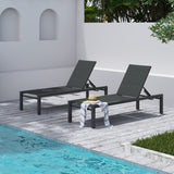 Adjustable Outdoor Sun Lounger - Adjustable Aluminium Frame - Dark Grey