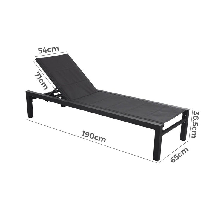 Adjustable Outdoor Sun Lounger - Adjustable Aluminium Frame - Dark Grey