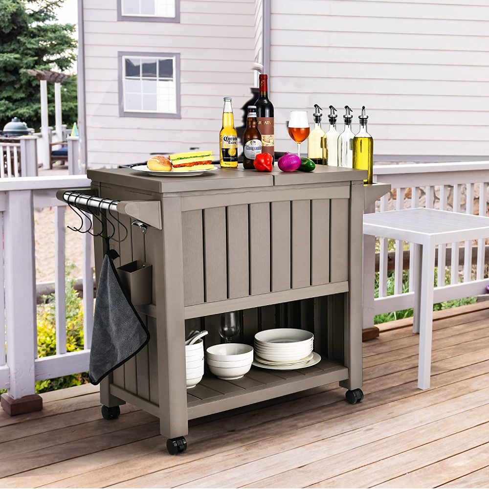 Bar Cart with Cooler (Taupe)