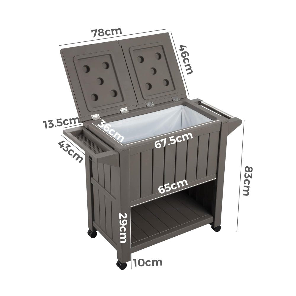Bar Cart with Cooler (Taupe)