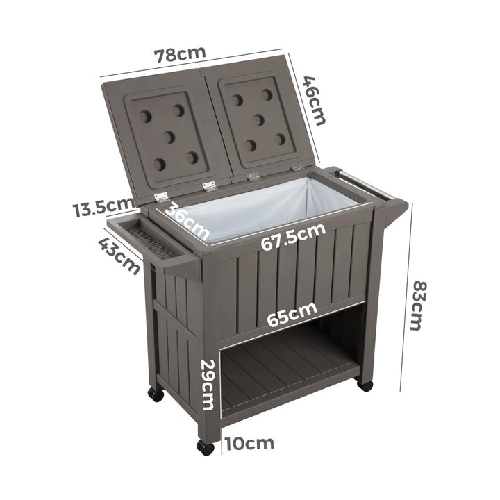 Bar Cart with Cooler (Taupe)