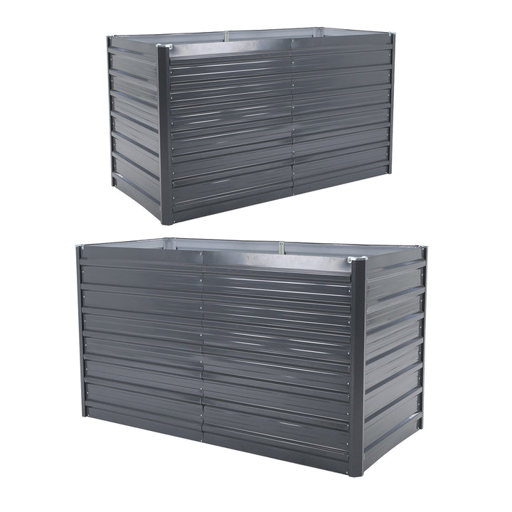 Home Ready 2 Set 240 x 80 x 77cm Grey 2-in-1 Raised Garden Bed Galvanised