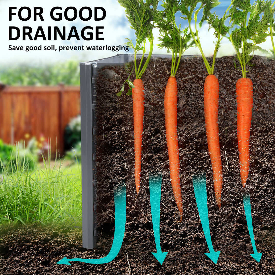 Home Ready 2 Set 240 x 80 x 77cm Grey 2-in-1 Raised Garden Bed Galvanised