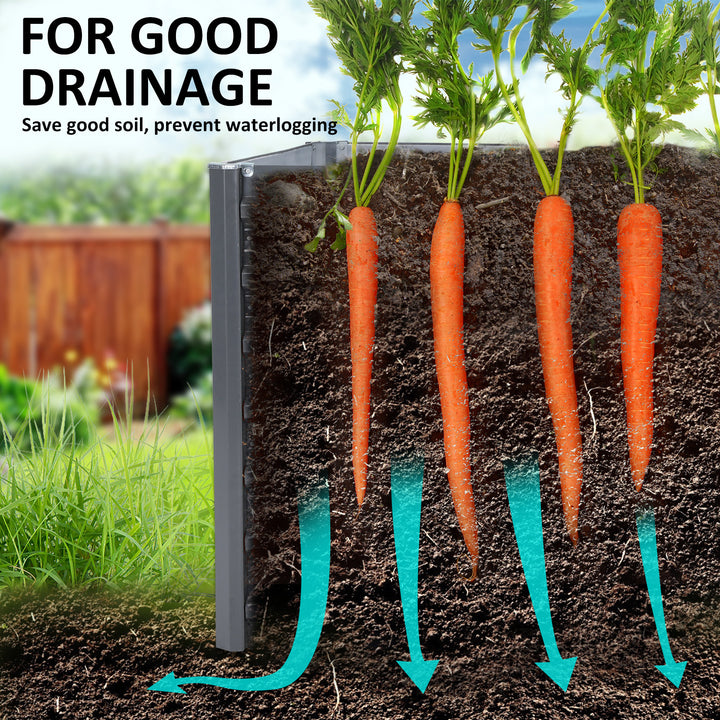 Home Ready 2 Set 240 x 80 x 77cm Grey 2-in-1 Raised Garden Bed Galvanised