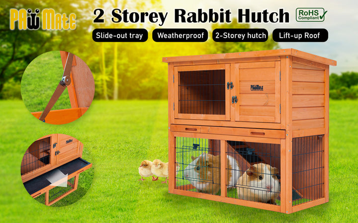 Paw Mate 92 x 45 x 82cm Rabbit Hutch Chicken Coop Run