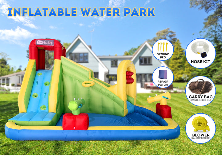 Climb Inflatable Water Park Castle Kids Home Amusement Playground w/ Slide Splash Pool