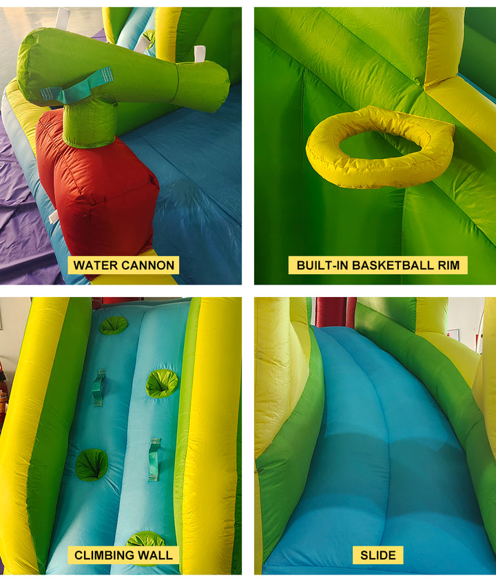 Climb Inflatable Water Park Castle Kids Home Amusement Playground w/ Slide Splash Pool