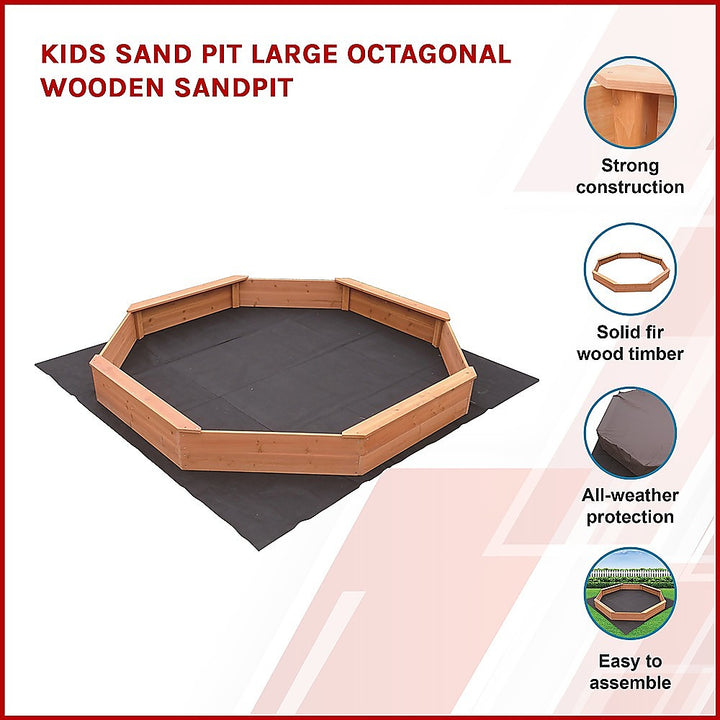 Large Octagonal Timber Sandpit with Bench Seats Built In
