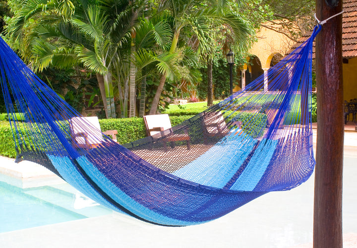 Outdoor undercover cotton Mayan Legacy hammock King size Caribean Blue