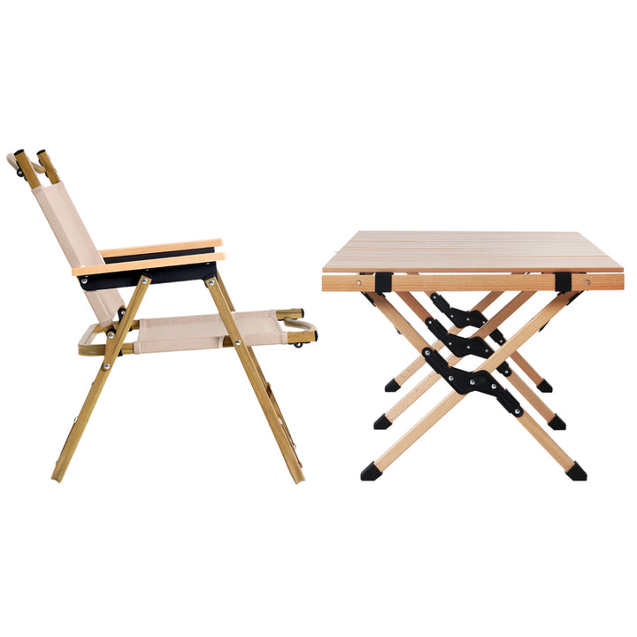 Outdoor Picnic Table and Chairs Wooden Egg Roll