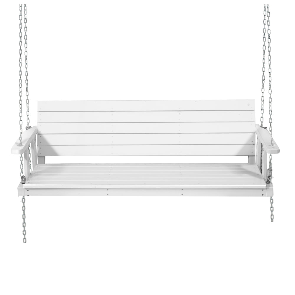 Porch Swing Chair Outdoor Furniture 3 Seater Bench Wooden White