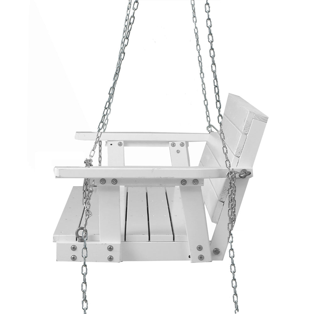 Porch Swing Chair Outdoor Furniture 3 Seater Bench Wooden White