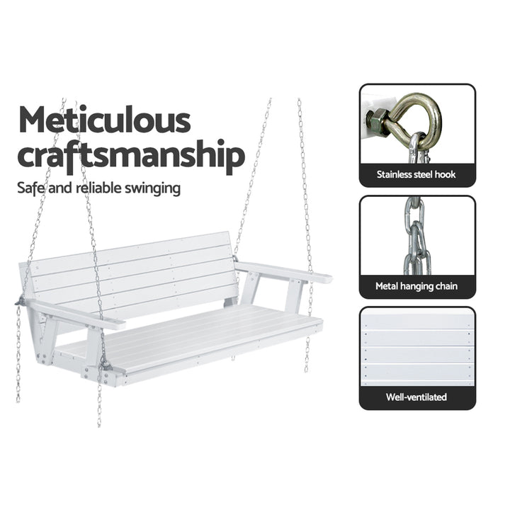 Porch Swing Chair Outdoor Furniture 3 Seater Bench Wooden White