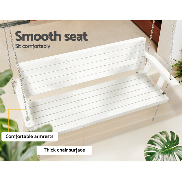 Porch Swing Chair Outdoor Furniture 3 Seater Bench Wooden White