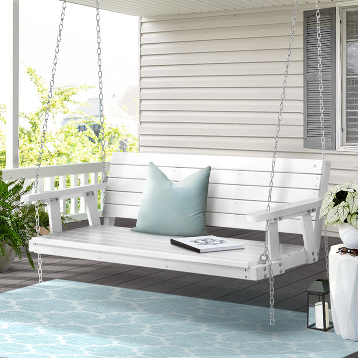 Porch Swing Chair Outdoor Furniture 3 Seater Bench Wooden White