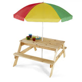 Plum Picnic Table with Coloured Umbrella
