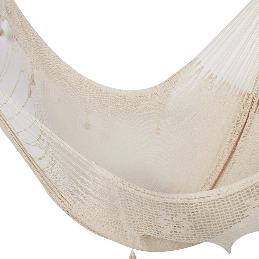 Deluxe Mexican King Sized Cotton Hammock in Cream