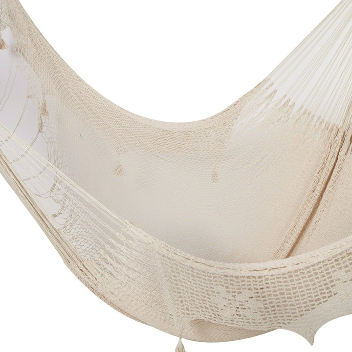 Deluxe Mexican King Sized Cotton Hammock in Cream