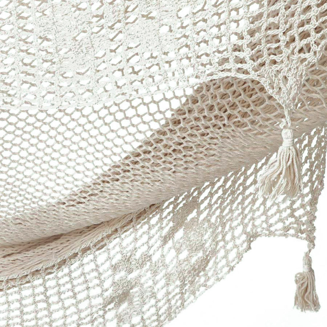 Deluxe Mexican King Sized Cotton Hammock in Cream