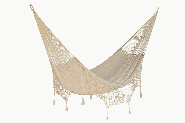 Deluxe Mexican King Sized Cotton Hammock in Cream