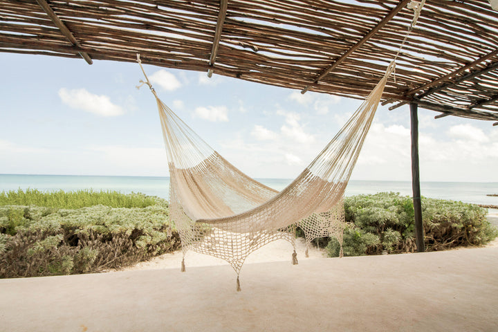 Deluxe Mexican King Sized Cotton Hammock in Cream