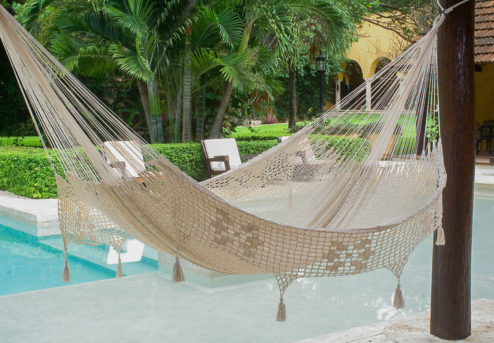 Deluxe Mexican King Sized Cotton Hammock in Cream