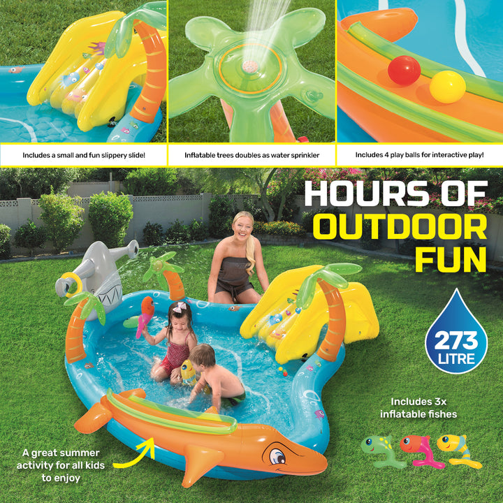 Bestway 2.8m x 87cm Inflatable Sea Life Water Fun Park Pool With Slide 273L